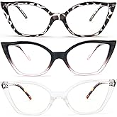 DXYXYO Cat Eye Reading Glasses for Women 3 Pack Anti Blue Light Computer Readers Stylish Retro with Spring Hinge