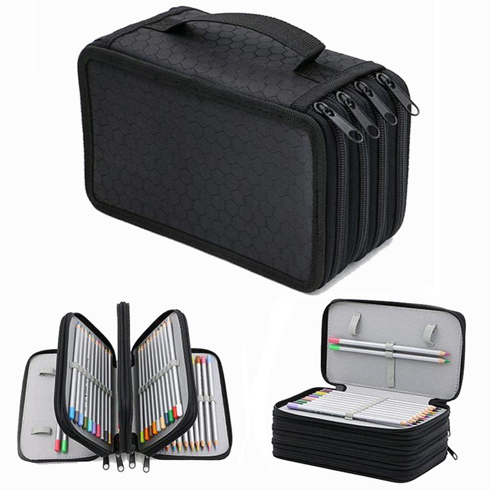 Pencil Case,72 Holes 4 Layers Large Capacity Pencils Pouch Bag Oxford Canvas Pen Box Holder Stationery Storage Bag Organiser for Art School Office Teenagers