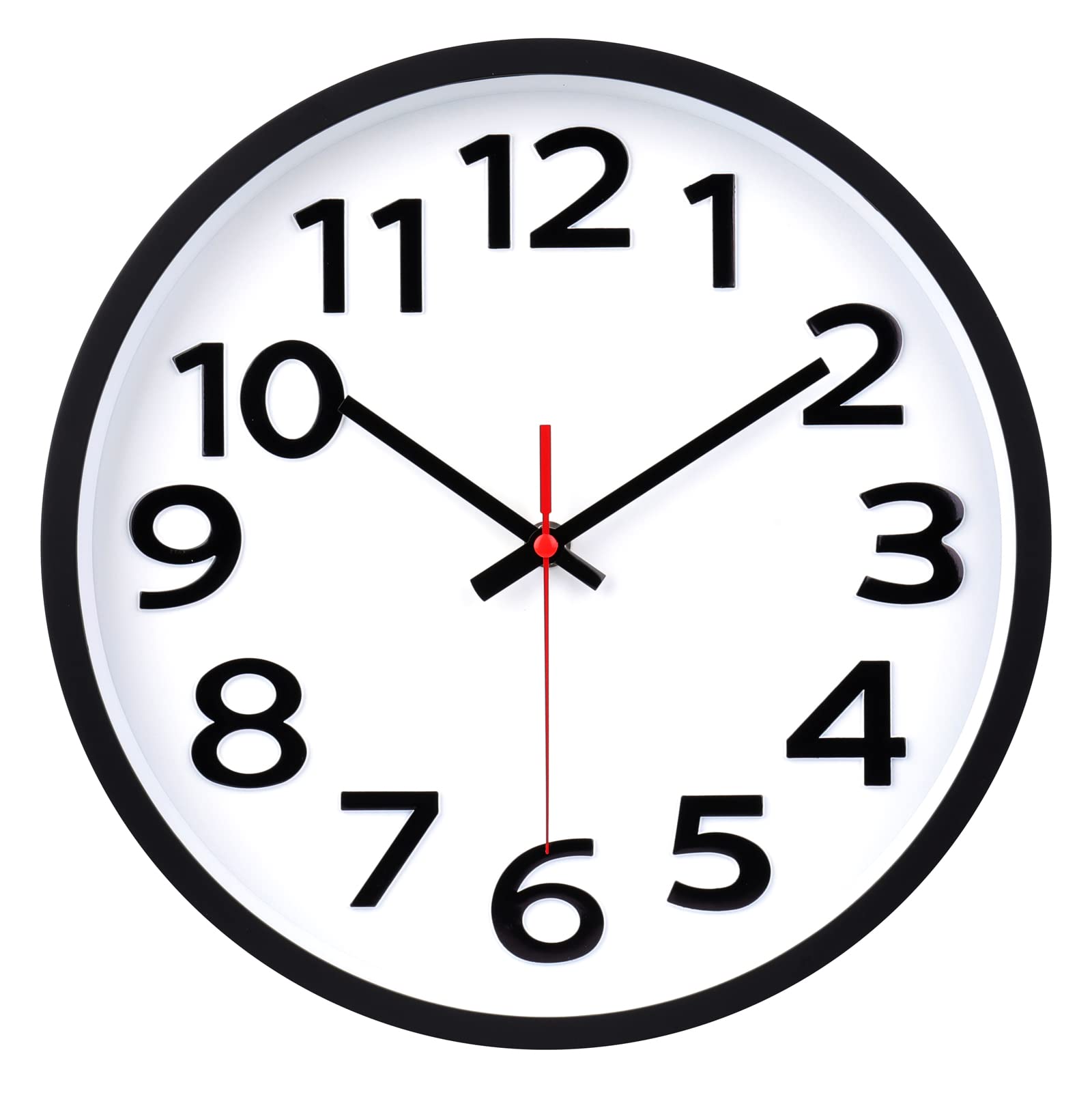 Crosstime Wall Clock 30cm Silent Non-Ticking - Big Numbers Easy to Read Round Quartz Analogue Clocks for Kitchen, Living Room, Office, School -12 Inch