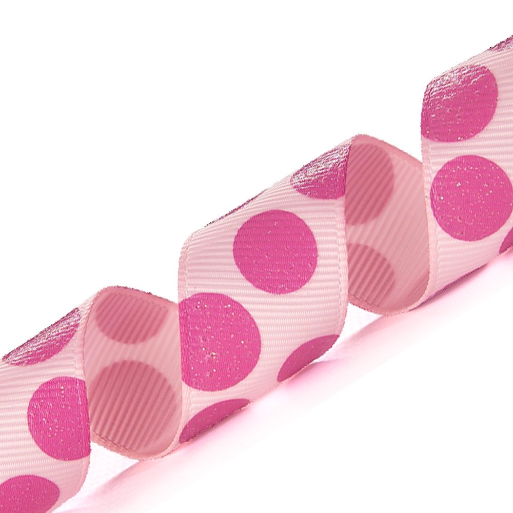 Morex Ribbon Sugar Dots Glitter Grosgrain Ribbon, 7/8-Inch by 4-Yard, Pink/Pink (98805-022)