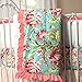Carousel Designs Coral and Teal Floral Crib Comforter with Ruffle