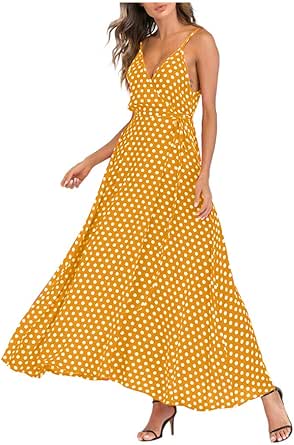 Women Maxi Dresses Casual Polka Dot 
