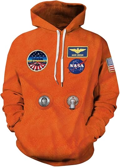 orange nasa hoodie with patches