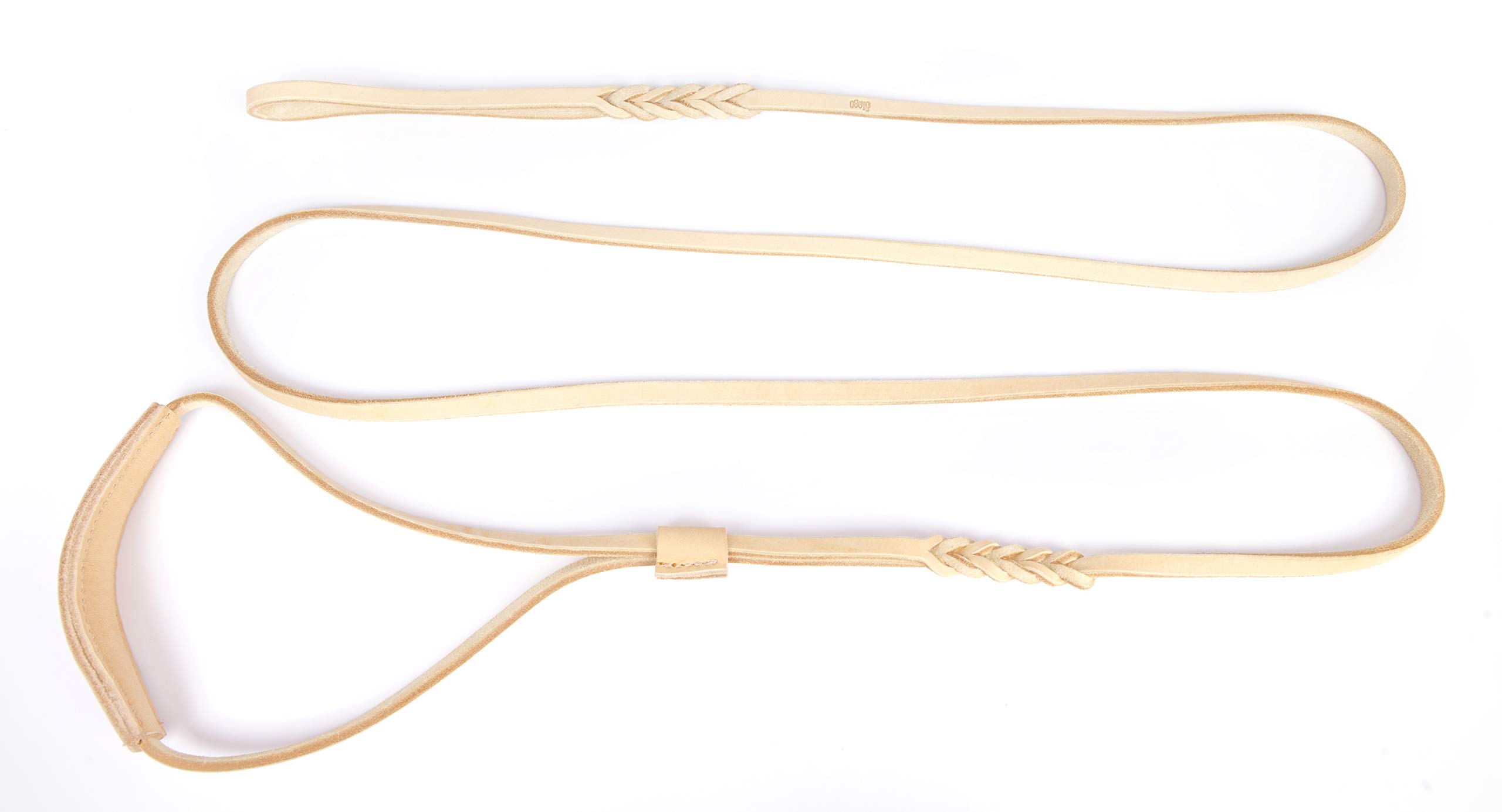 Dingo Soft Leather Show Lead With Braided Handle, Handmade, Dog Exhibition Leash, Nature 11768