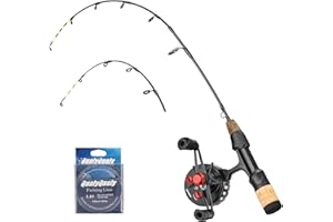 QualyQualy Ice Fishing Rod and Reel Combo 60cm M/ML Inline Ice Fishing Combos 2 Different Tips for Walleye Perch Panfish and 