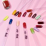 COSITTE 100pc Clear Nail Swatch Sticks with Labels & Ring Holder for Polish view 6