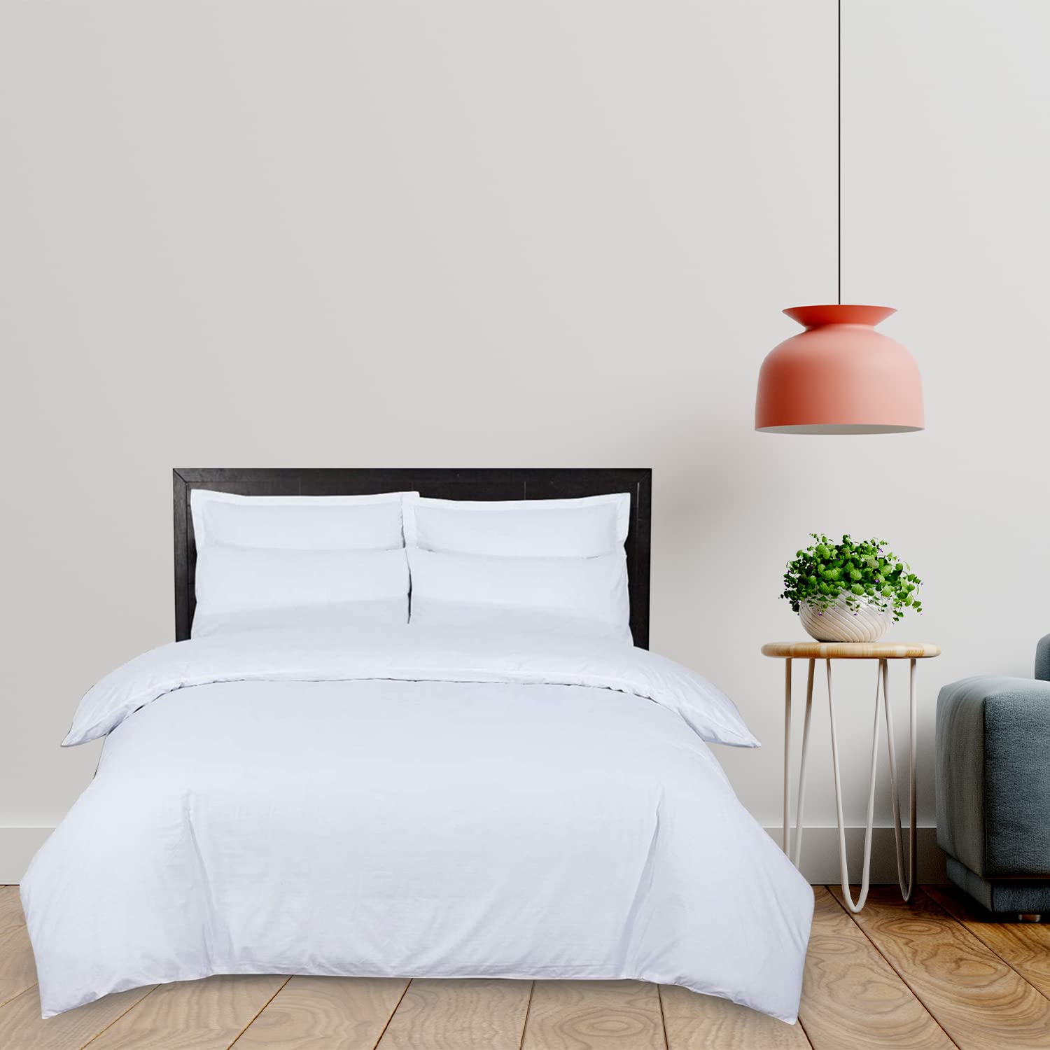 DTEX HOMES Duvet Cover 100% Pure Egyptian Cotton Hotel Quality 800 Thread Count Duvet Set with Pillowcases Easy Care and Super Soft Luxury Bedding Double Duvet set (White-Double)