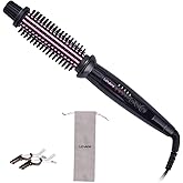 LOVANI Curling Iron Brush,Hair Curling Wand with 1 Inch Ceramic Tourmaline Ionic Barrel,Dual Voltage Instant Heat Up Travel Hair Curler