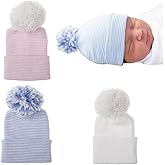upeilxd Newborn Baby Hat Infant Caps Baby Boy Girl Toddler Hospital Hats Bow Double Layer Knit Beanie Cap for 0-3 Months