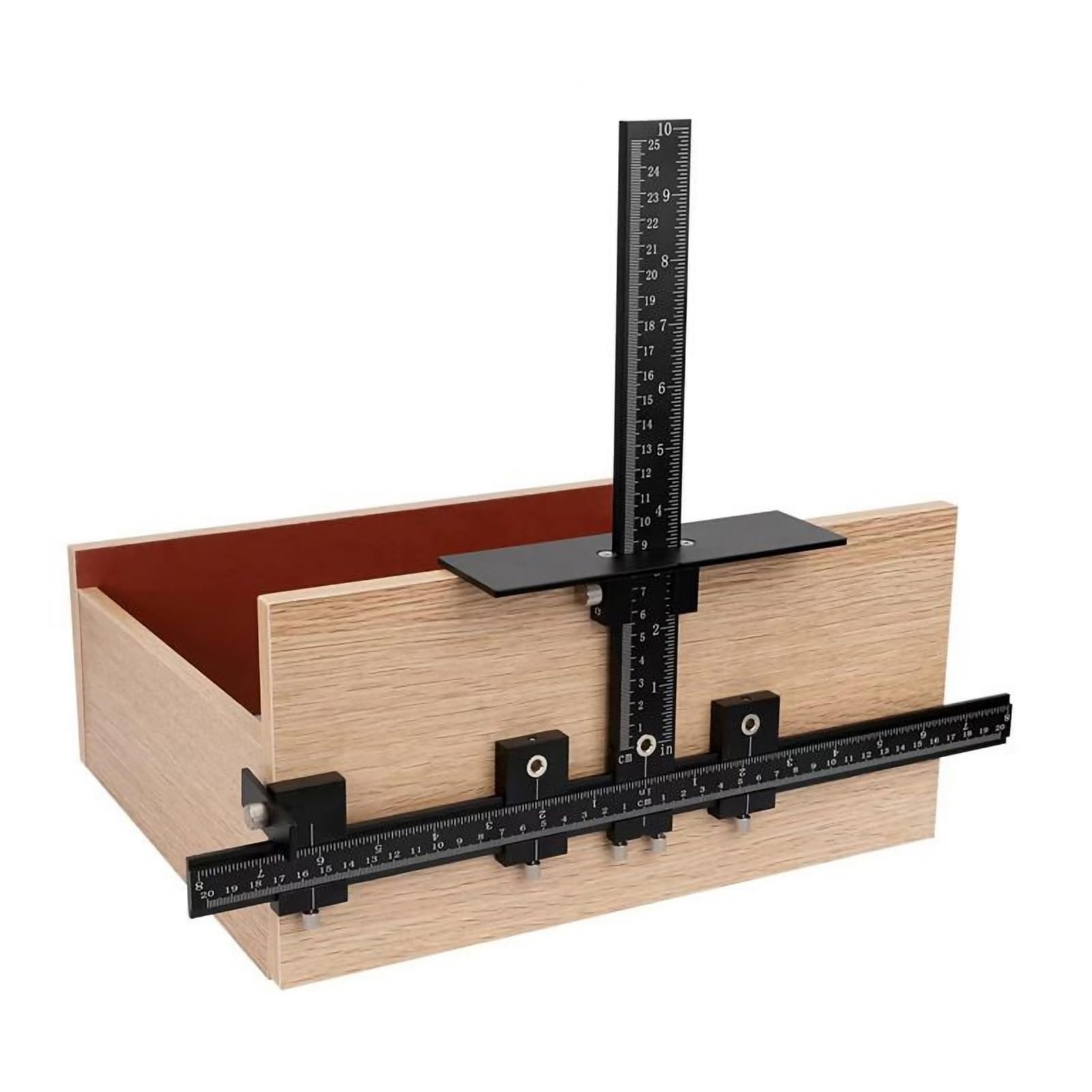 Cabinet Hardware Jig, Aluminum Alloy Kitchen Door Handle Jig Metric Imperial Measure Cabinet Handle Template Tool for Woodworking Knobs Drawers Doors Black