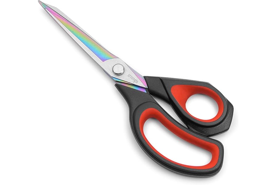 LIVINGO Premium Tailor Scissors Heavy Duty Multi-Purpose Titanium Coating Forged Stainless Steel Sewing Fabric Leather Dressmaking Comfort Grip Shears Professional Crafting (9.5 INCH)