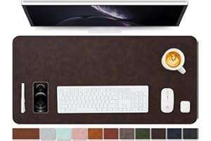 HOMIEAZICOZI Distressed Leather Desk Mat - Non-Slip PU Desk Pad for Office and Home - Desk Organization and Accessories - Ideal for Large Mouse Pad and Desk Mats on Top of Desks(Espresso,36"x 17")