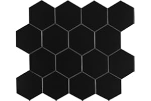 Miscasa 6-Sheet Hexagon Tile Peel and Stick Backsplash, Matte Black Metal Self Adhesive Wall Tile Ceramic Look Stick on Kitchen and Bathroom