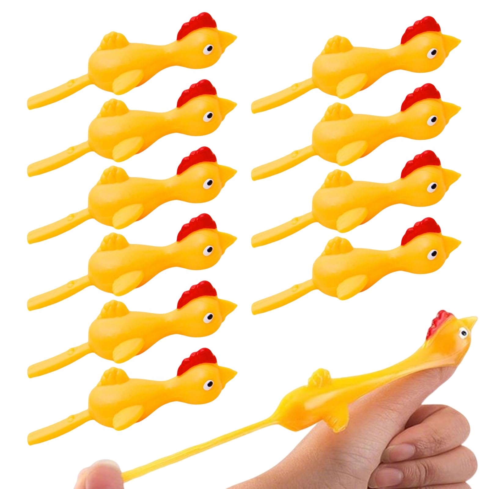 10 Pack Stretch Chicken Finger Launcher - Flying Novelty Prank Prop for Party & Entertainment