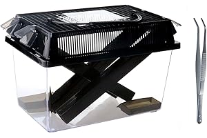 NANEEZOO Cricket Keeper, Equipped with Water & Food Feeding Dish, High Transparency Cricket Pen with Dispenser Tubes, Insect Keeper for Gecko Snake Lizards Reptiles (Large)