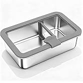 Bento Lunch Box for Adults, Stainless Steel Leakproof Food Storage Container, 42oz / 1.25L with Glass Lid, Microwave & Dishwasher Safe