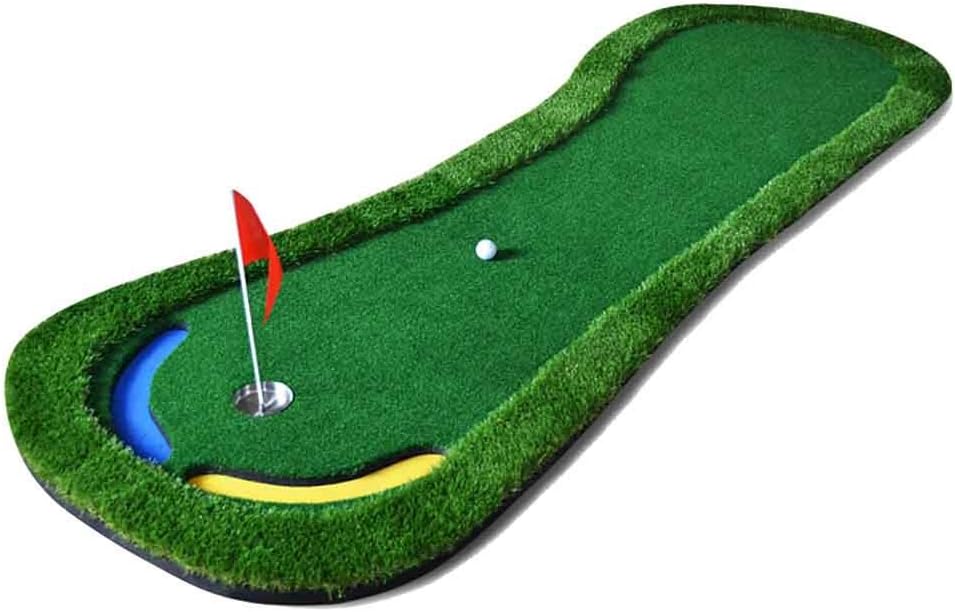 PGM 9.84 FT Golf Putting Green Grassroots Mat Professional Practice Green Long Challenging Putter Golf Training Mat Aid Equipment Golf Putting Indoor/Outdoor