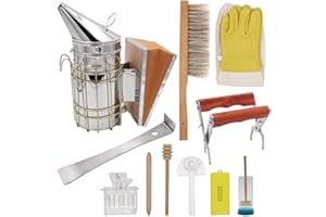 MUDUOBAN Beekeeping Supplies 11pcs Beekeeping Tools Kit for Beekeeper Bee Hive Smoker/Bee Brush/Beekeeping Gloves/Queen Bee Cage/Beehive Frame Gripper