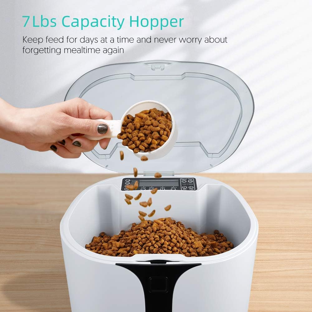 Roffie Automatic Cat Feeder Auto Dog Food Dispenser with 7L Large Capacity, Distribution Alarms and Programmable Timer for 4 Meals a Day, Ideal for Cat and Dog Lover: Camera & Photo