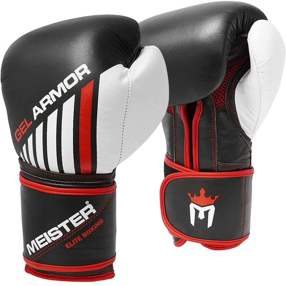 Meister Gel Armor 16oz Training Boxing Gloves w/Full Grain Leather + Mesh Drawstring Bag