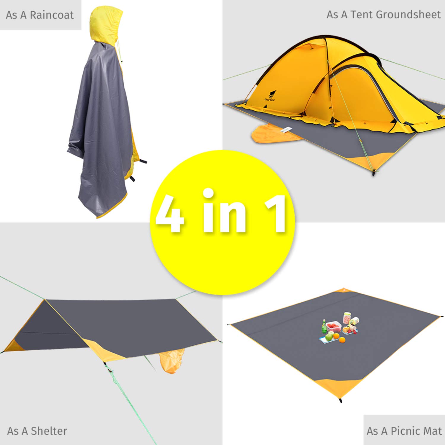 Geertop 24 Person Waterproof Tent Tarp Footprint Lightweight Multi