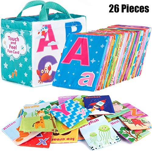 Mini Tudou 26Pcs Soft Alphabet Cards Educational Preschool Baby Learning Activity Toy For 12 Years Toddlers With Cloth Storage Bag