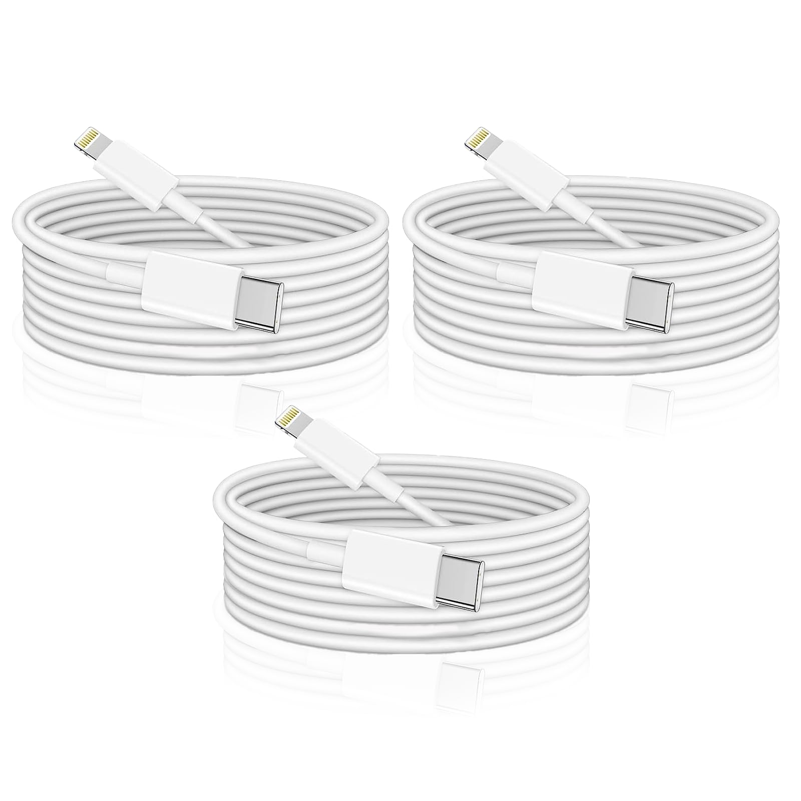 3Pack iPhone Fast Charger Cable, [Apple MFi Certified] 3M USB C to Lightning Cable Lead,Type C Original Long Charging Cable for iPhone 14/14 Pro/13 Pro Max/12 Mini/11 Pro/11/X/XS/XR/8 Plus/7/iPad