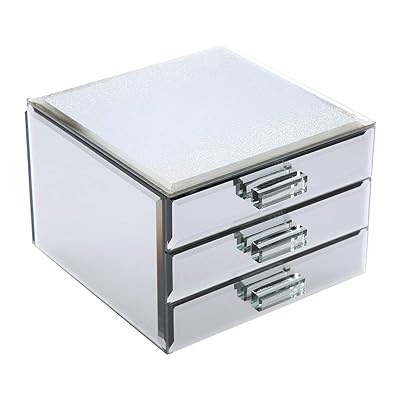 Gototop Jewelry Drawer Box 3 Layers Mirrored Jewelry Box Trinket