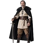 L'VOW Viking Fur Cloak Renaissance Fur Cape - Velvet Cloak with Fur Medieval King Cape Cosplay Costume