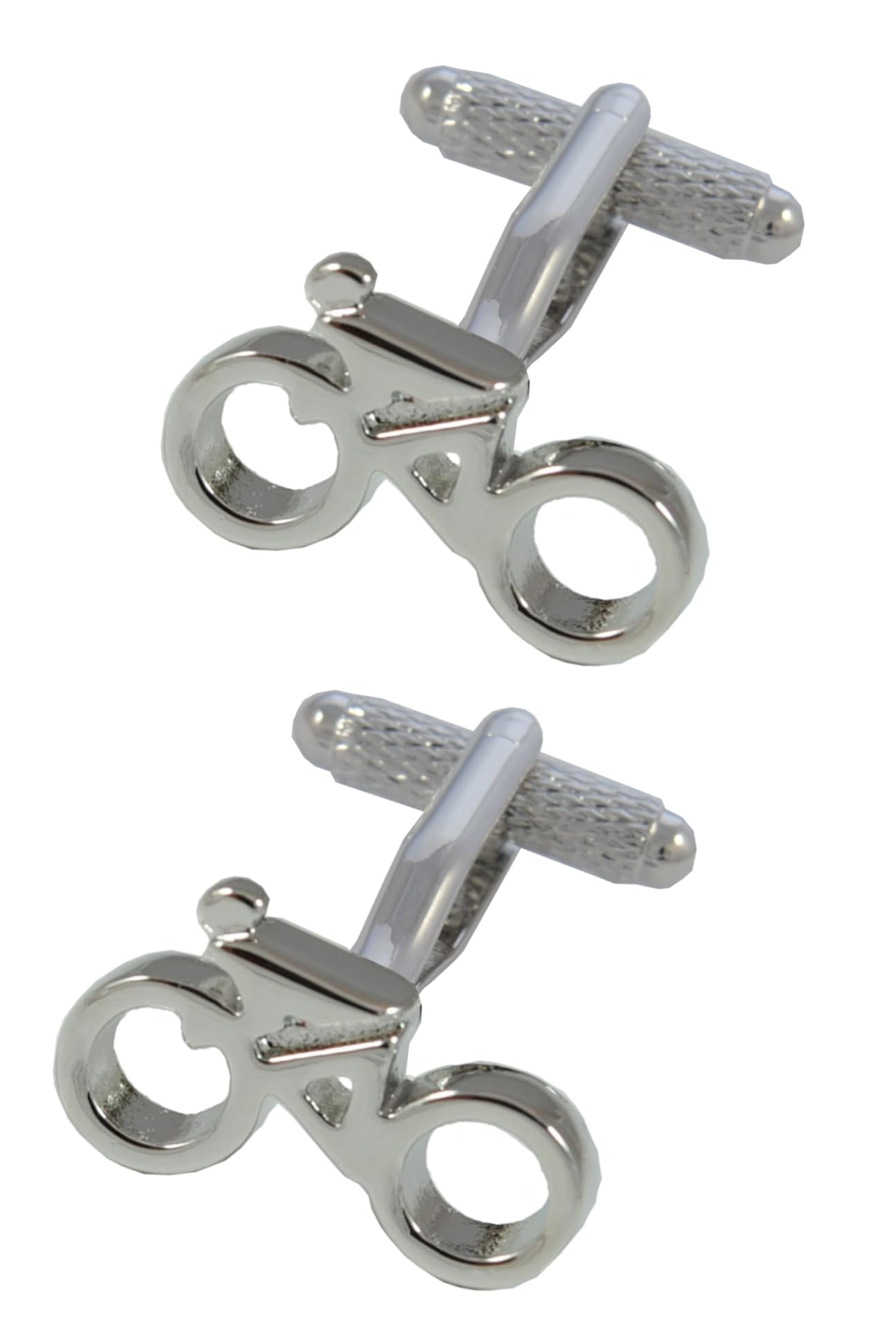 Cufflinks for Men + Presentation Box - Cycling - Racing Cyclist - Solid Brass Metal - Perfect For Bicycle Lovers - Cycle Sport - Silver Colour - One Pair