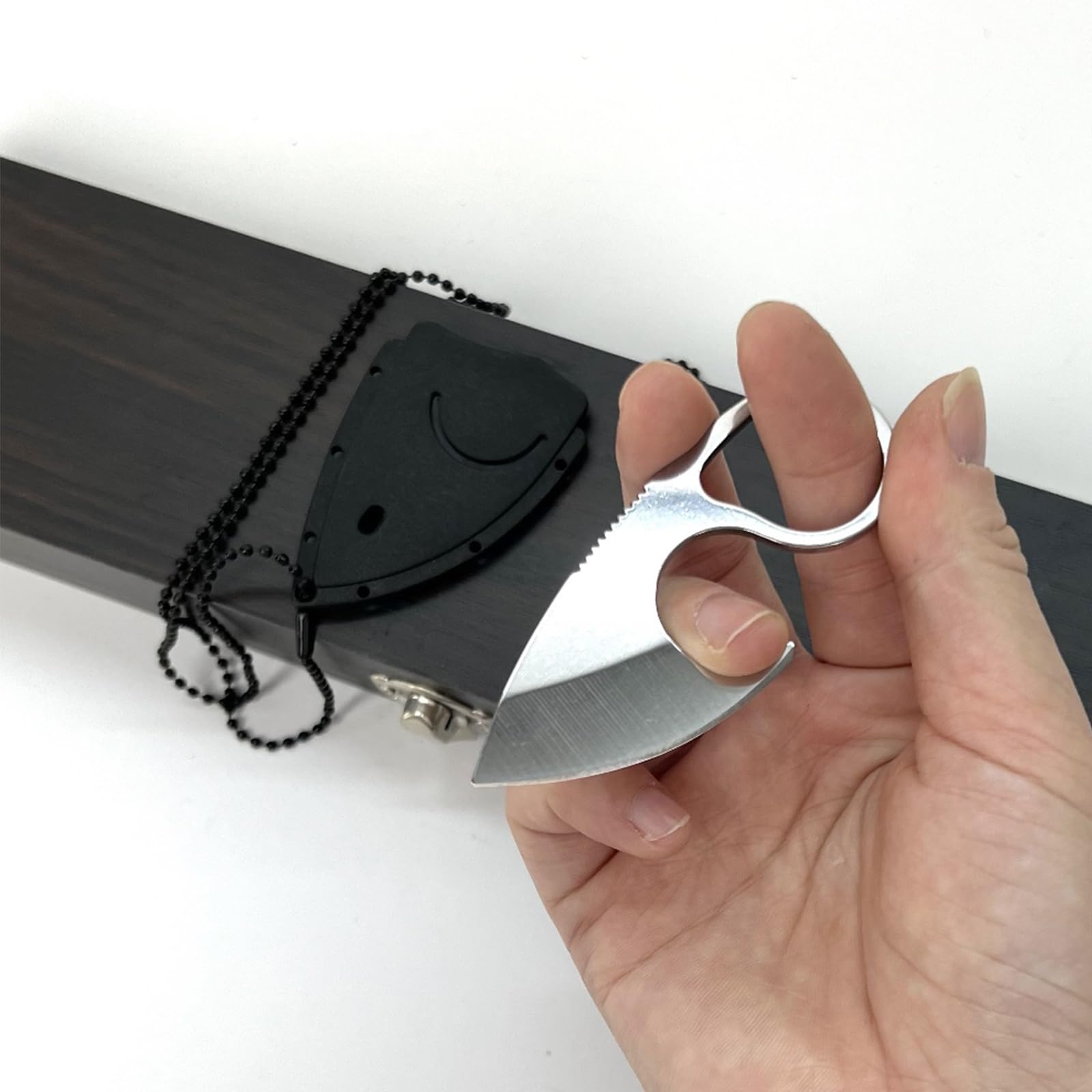 AZHU Neck Knife, Mini Full Tang Tactical Fixed Blade Knife, Small EDC Kinfe, Small Pocket Knife for Every Day Carry, Outdoor Camping, Hiking, Backpacking (Black)