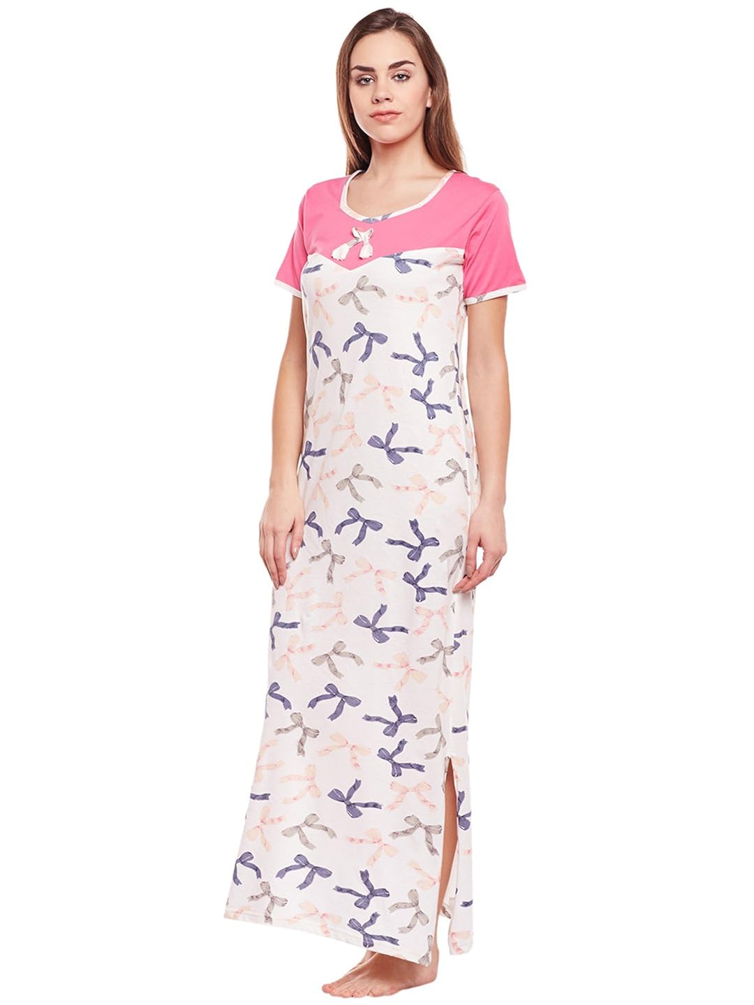 claura women printed cotton nighty nightdress