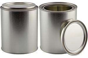 Cornucopia Brands Empty Quart Paint Cans with Lids (Pack of 2) Unlined Metal Paint Cans Value Pack