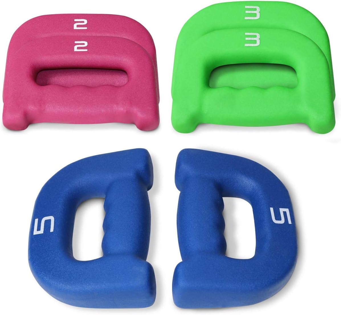 WF Athletic Supply D-Shaped Neoprene Grip Weights, Walking Dumbbells, Hand-Hold Weights, Jogging, Light Workout, Aerobics Weights, Sold by Pair of 1 lb, 2 lb, 3 lb and 5 lbs or Multiple Pair Set