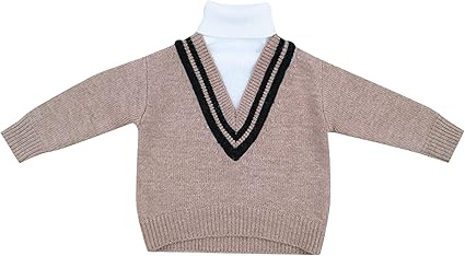 Amazon Co Jp Eozy 子供服 セーター 長袖 ハイネック Vネック 可愛い 男の子 女の子 ニット トップス 暖かい ベビー用 防寒 通園 通学 ニットウエア ジュニア 130 カーキ ベビー マタニティ