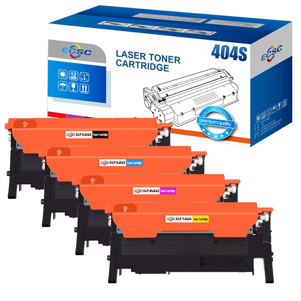 ECSC Compatible Toner Cartridge Replacement for Samsung Xpress C430 C430W C480 C480W C480FN C480FW CLT-404S (B/C/M/Y, 4-Pack)
