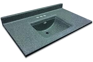 Transolid Camila2231-MC Camila Cultured Marble 4-in Centerset Single-Bowl Vanity Top, 31" x 22", Midnight Chrome