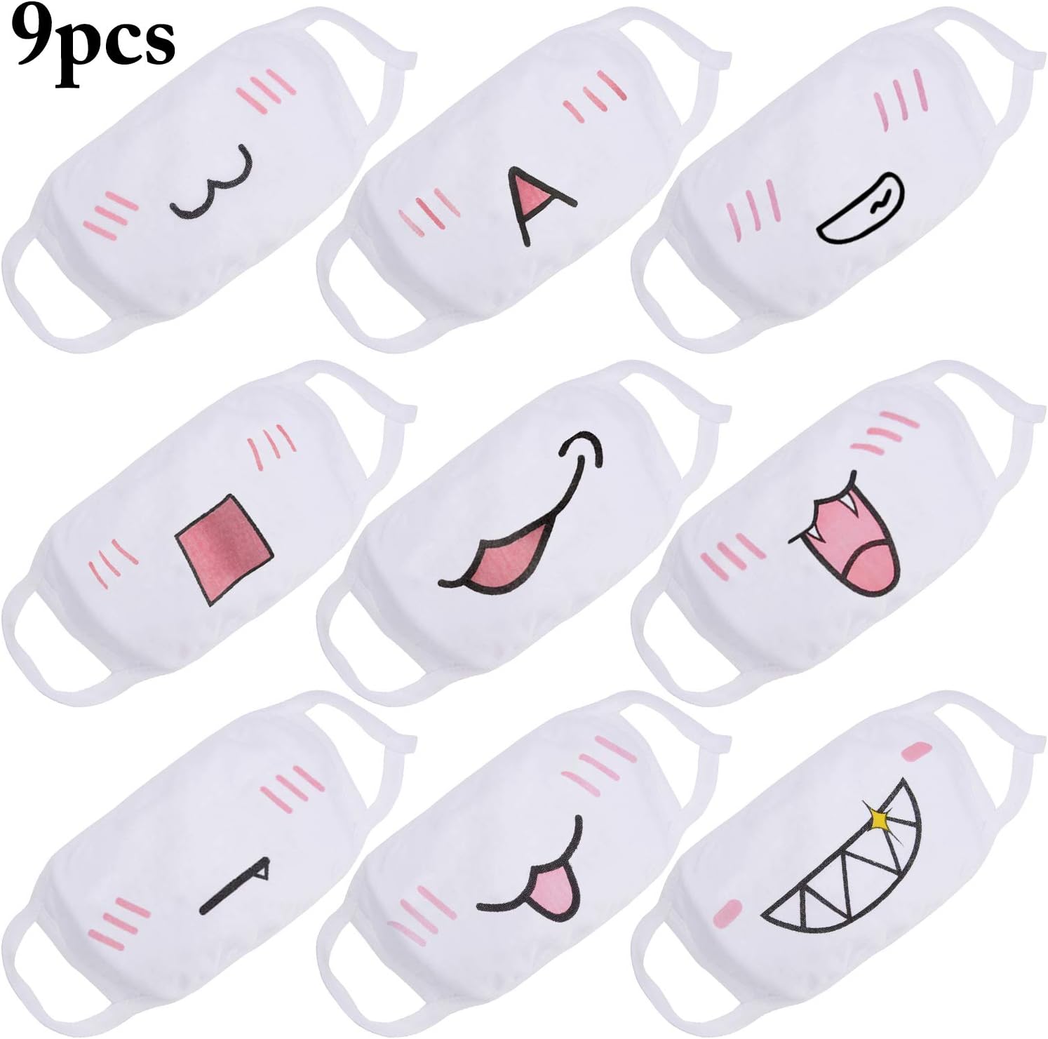 Aniwon Mouth Mask, 9PCS Cute Anti Dust Cotton Face Mask Unisex Kpop Mask for Men Women