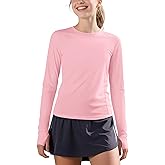 JOCMIC Girls Long Sleeve Shirts Athletic Shirt with Thumbholes Kids Crew Neck Basic Tee Tops for Sports Gym Yoga