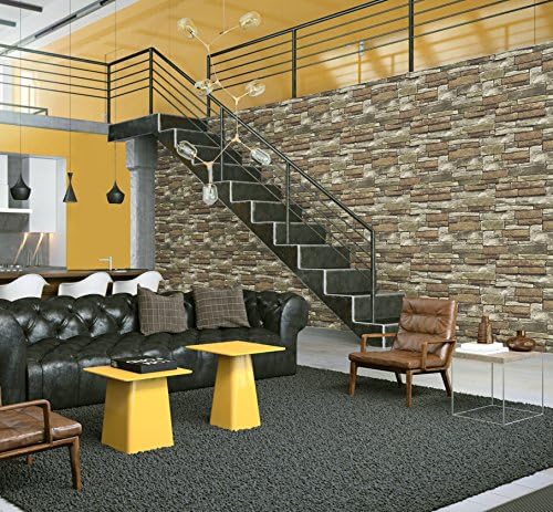 Hot Memory 3D Vintage Embossed Stone Brick Effect Vinyl Wallpaper for Bedroom Living Room TV Background Home Decor HTWB0023