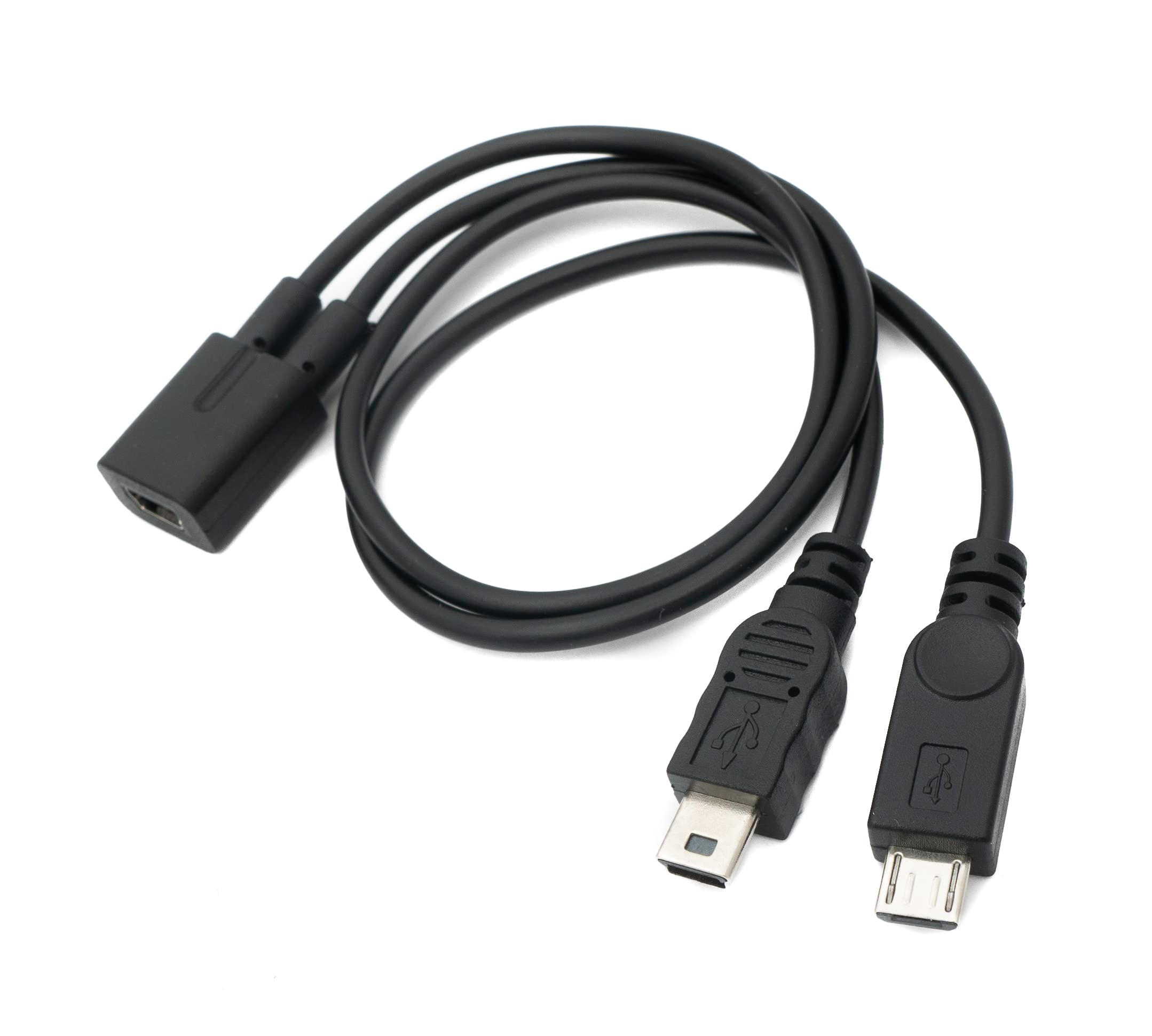 System-S USB 2.0 Cable 30 cm Mini B Female to Male & Micro B Male Adapter in Black