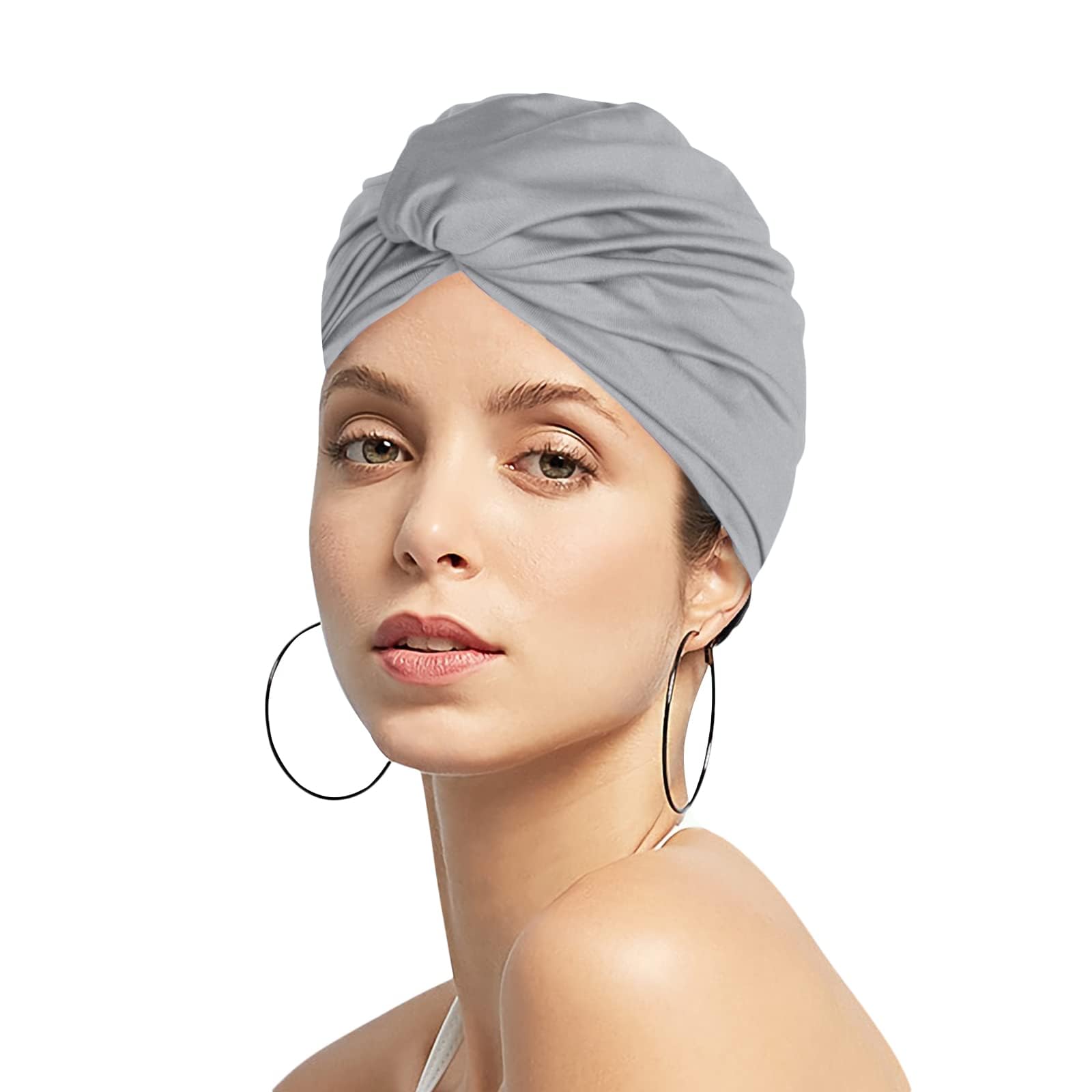Women Pleated Fabric Swim Hat Soft Elastic Nylon Bathing Cap Shower Cap Adjustable Swimming Cap Turban Ladies Ear Protection Swim Cap Hat for Beach Surfing Springs Beauty Yoga