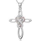 JUSTKIDSTOY Cross Necklace for Women 925 Sterling Silver Cross Pendant Necklaces Religious Jewelry Gifts for Wife