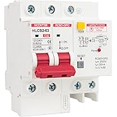 HCOVTXR 120V-240V Circuit Breaker with Leakage Protection,32 Amp RCBO and Surge Protector Breaker,DIN Rail Mount Ground Fault Circuit Breaker for Residential Industrial Outdoor