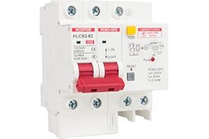 HCOVTXR 120V-240V Circuit Breaker with Leakage Protection,32 Amp RCBO and Surge Protector Breaker,DIN Rail Mount Ground Fault Circuit Breaker for Residential Industrial Outdoor