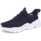 Mens Walking Shoes Running Tennis Sneakers Mesh Lightweight Breathable Trainers Casual Comfortable Soft Sole Work Gym Blue