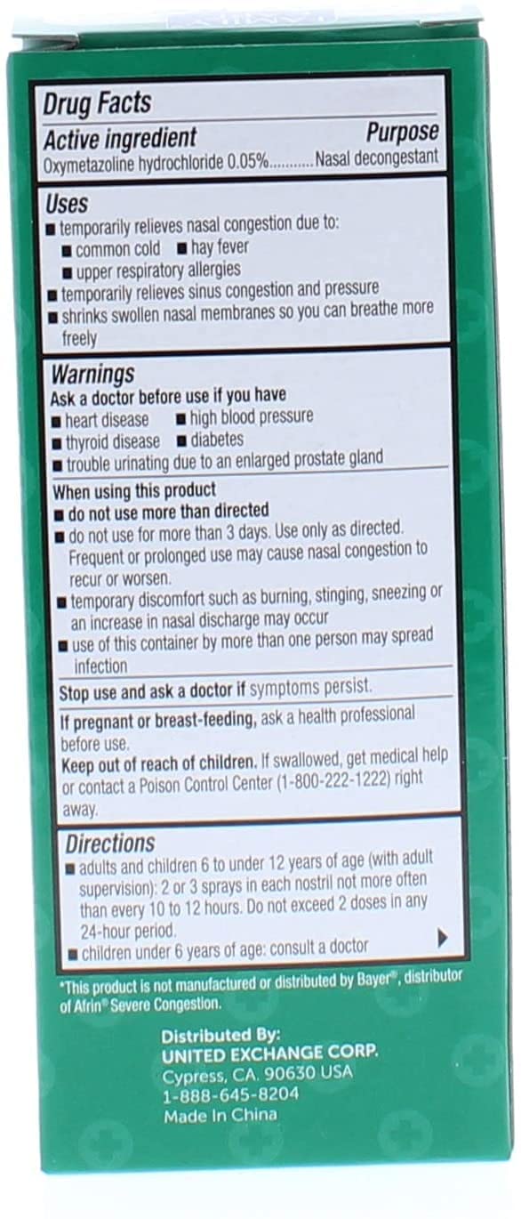 Nasal Relief Spray, Pump Mist, Anti-drip, Severe Congestion, (Oxymetazoline HCI) 12 Hours, 6 Pack.