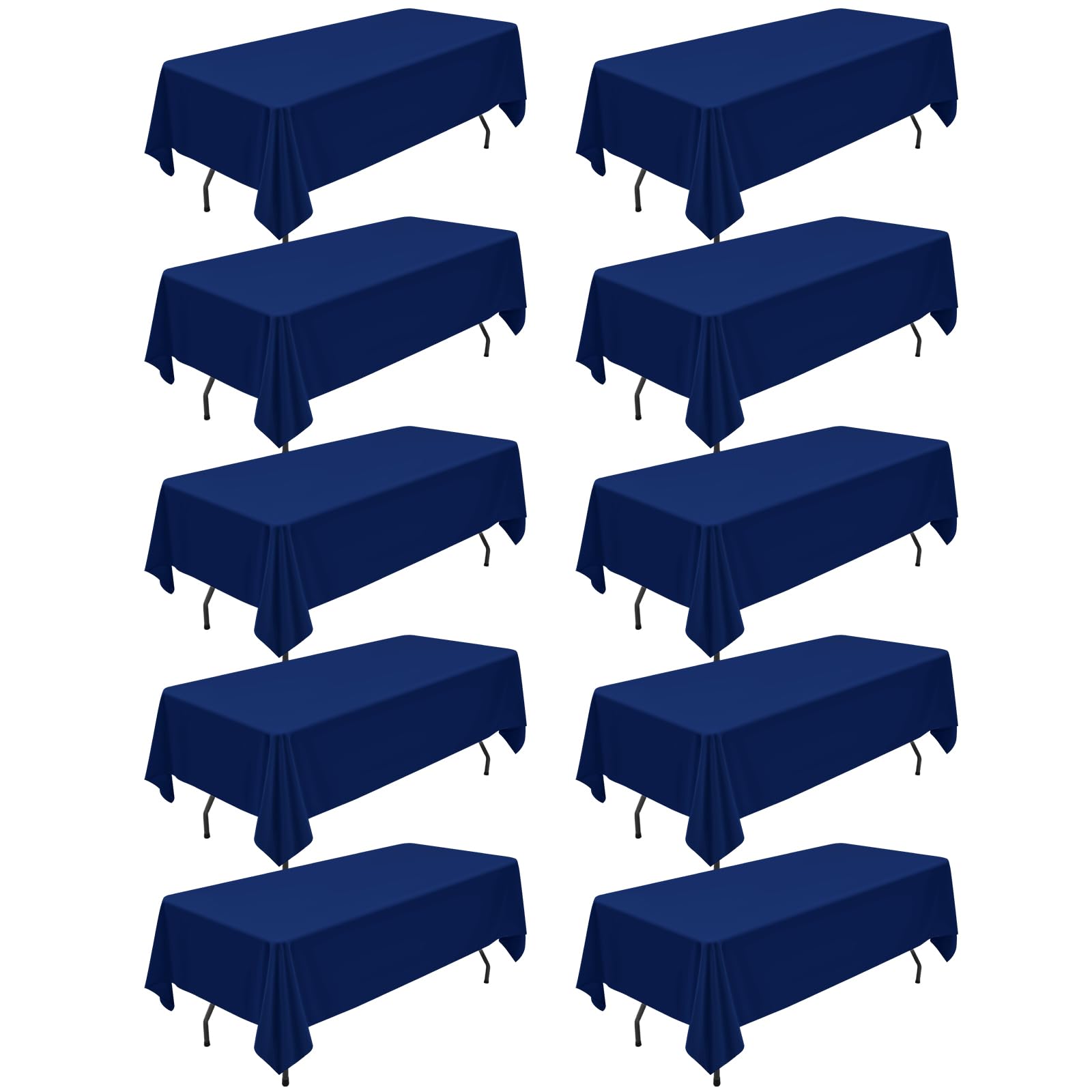 Photo 1 of 10 Packs Navy Blue Polyester Tablecloth 60 x 126 inch Rectangle Table Cloth for 8 Foot Tables Wrinkle Resistant Washable Fabric Table Cover Polyester Navy Blue Table Cloth for Party,Wedding, Banquet