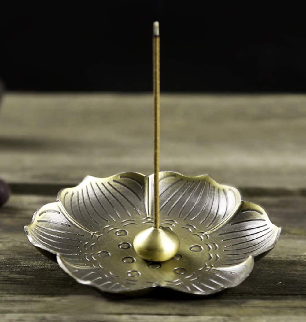 Lotus Incense Holder Vintage Incense Ash Catcher Tray Plate Bronze Incense Burner Holder Sticks Coils Cone Incense Stand