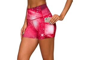 HUMMHUANJ Women's High Waist Biker Shorts Tummy Control Yoga Running Volleyball Workout Gym Swimming with Pockets for Summer